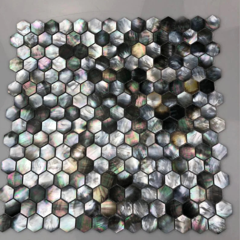 Hexagonl Black Lip Shell Mosaic Mother of Pearl Tile Backsplash Kitchen Bathroom Tiles MOPSL041