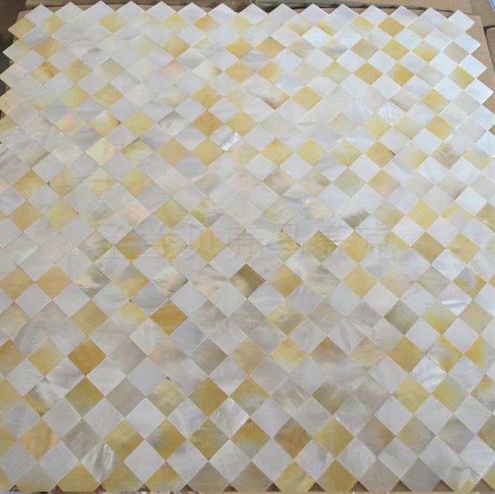 2mm Thickness Groutless Seamless White Yellow Gold Shell Mosaic Mother Of Pearl Wall Tile Backsplash Kitchen MOPSL046 - My Building Shop