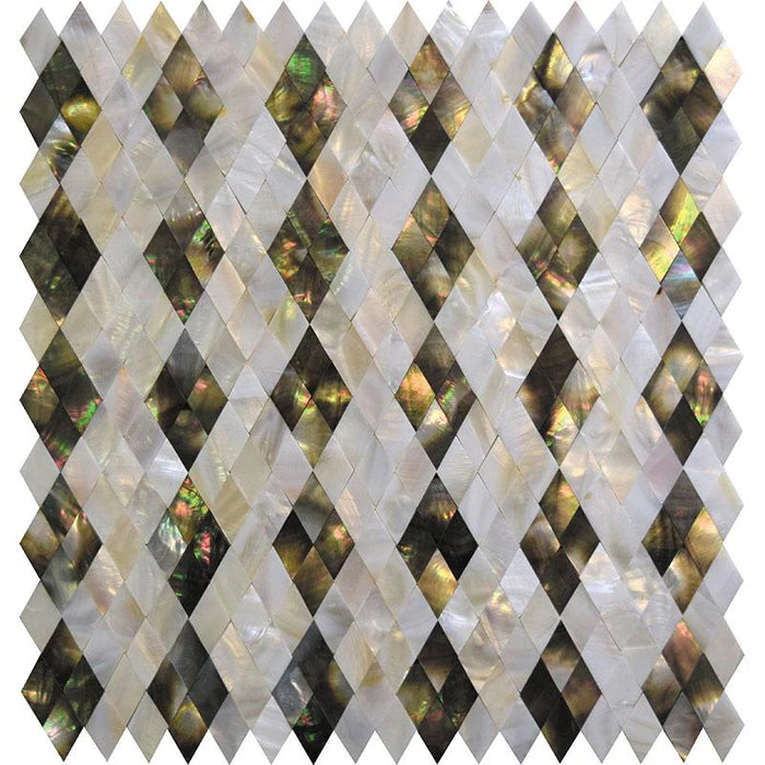 Groutless Seamless White Mix Black Diamond Mother of Pearl Tile Shell Mosaic Kitchen Backsplash Bathroom Tiles MOP11301 - My Building Shop
