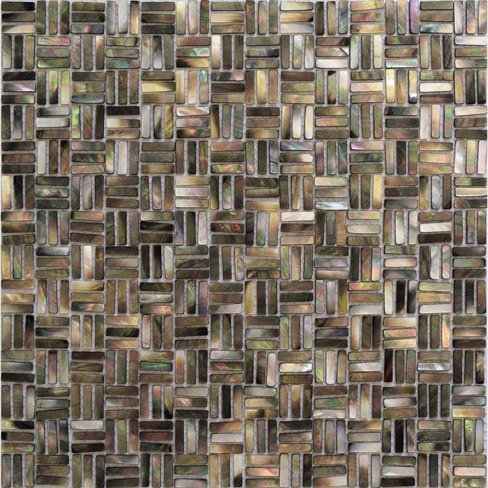 Black Gold Strip Weave Mother of Pearl Shell Mosaic Kitchen Backsplash Bathroom Wall Tile MOP110306 - My Building Shop