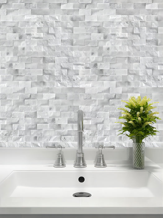 Subway Brick White Marble Stone Mosaic For Kitchen Bathroom Wall Backsplash Tile STMT001 - My Building Shop